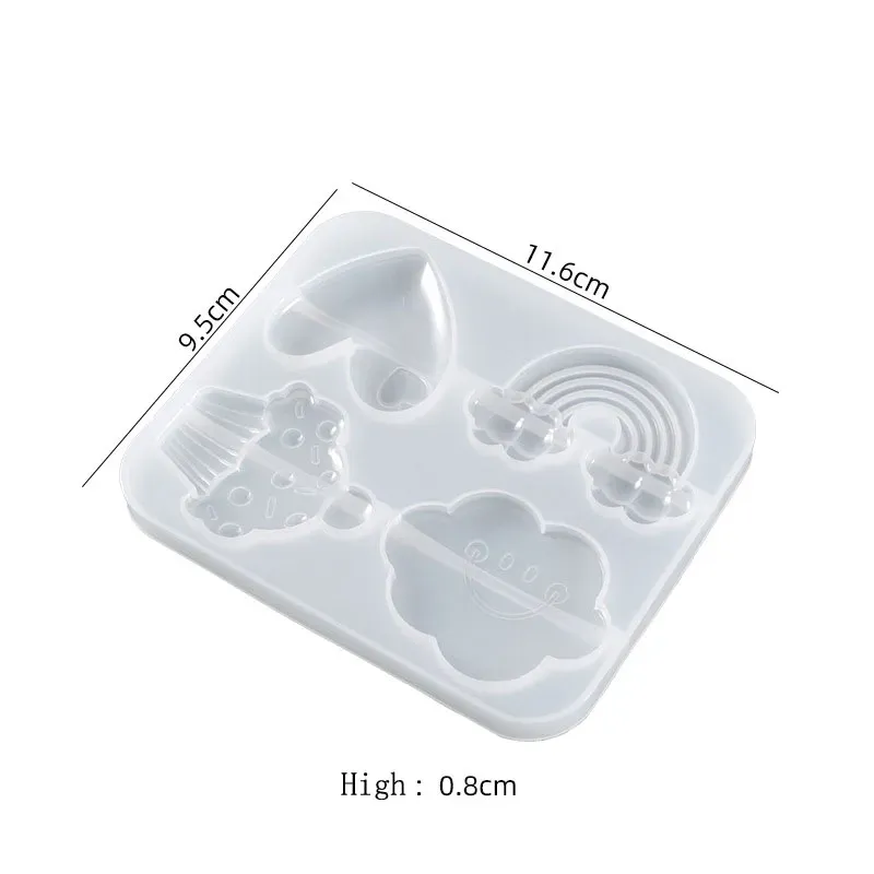 Moule silicone arc-en-ciel cœur pour aimant et pendentif résine