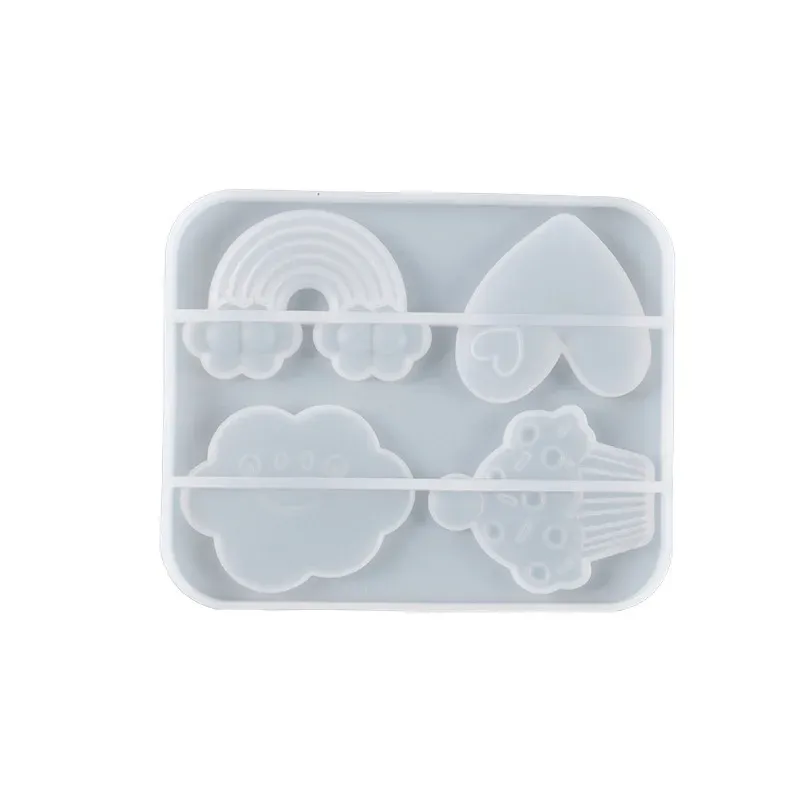 Moule silicone arc-en-ciel cœur pour aimant et pendentif résine