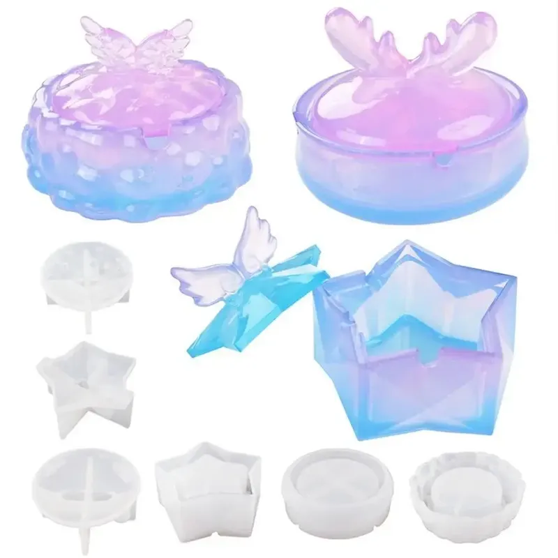 Moule silicone boîte rangement, cendrier, nuages, étoiles, ailes
