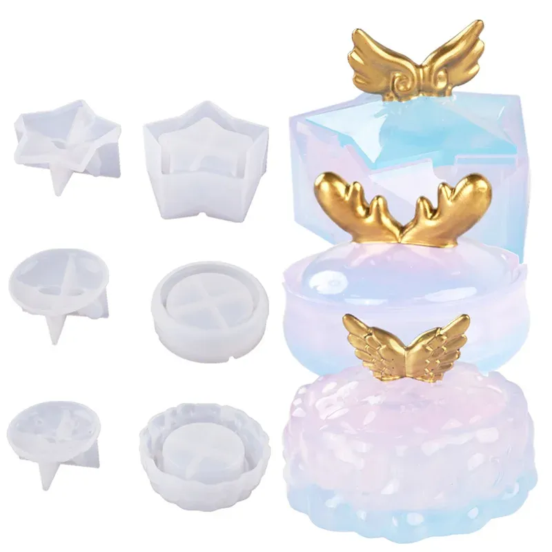 Moule silicone boîte rangement, cendrier, nuages, étoiles, ailes