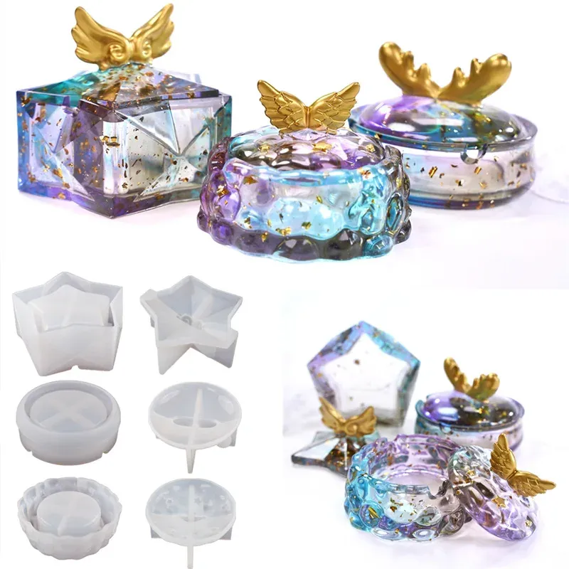 Moule silicone boîte rangement, cendrier, nuages, étoiles, ailes