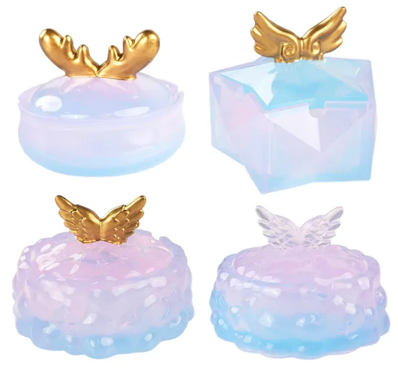 Moule silicone boîte rangement, cendrier, nuages, étoiles, ailes