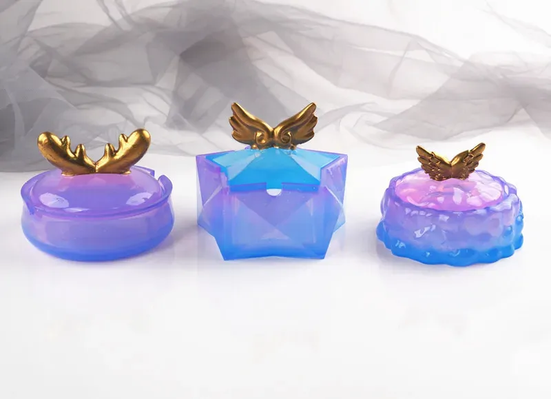 Moule silicone boîte rangement, cendrier, nuages, étoiles, ailes