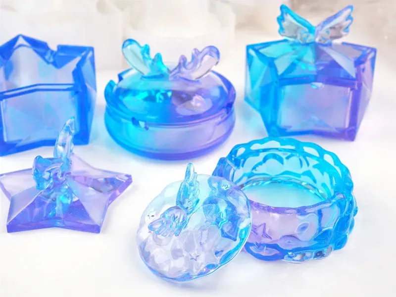 Moule silicone boîte rangement, cendrier, nuages, étoiles, ailes