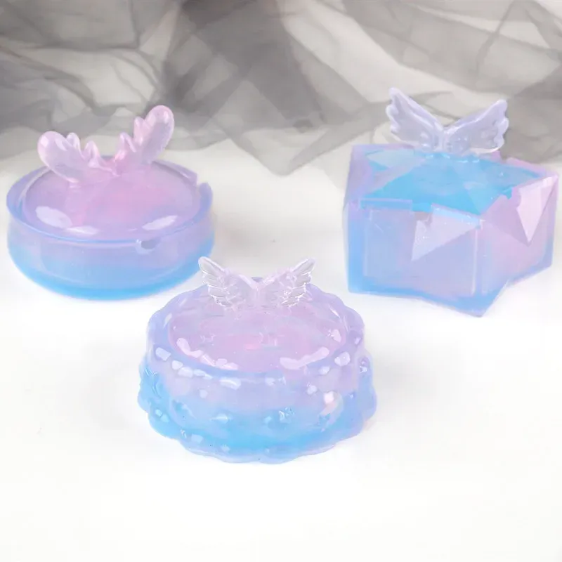Moule silicone boîte rangement, cendrier, nuages, étoiles, ailes
