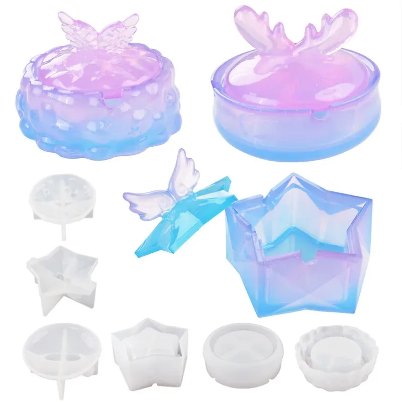 Moule silicone boîte rangement, cendrier, nuages, étoiles, ailes