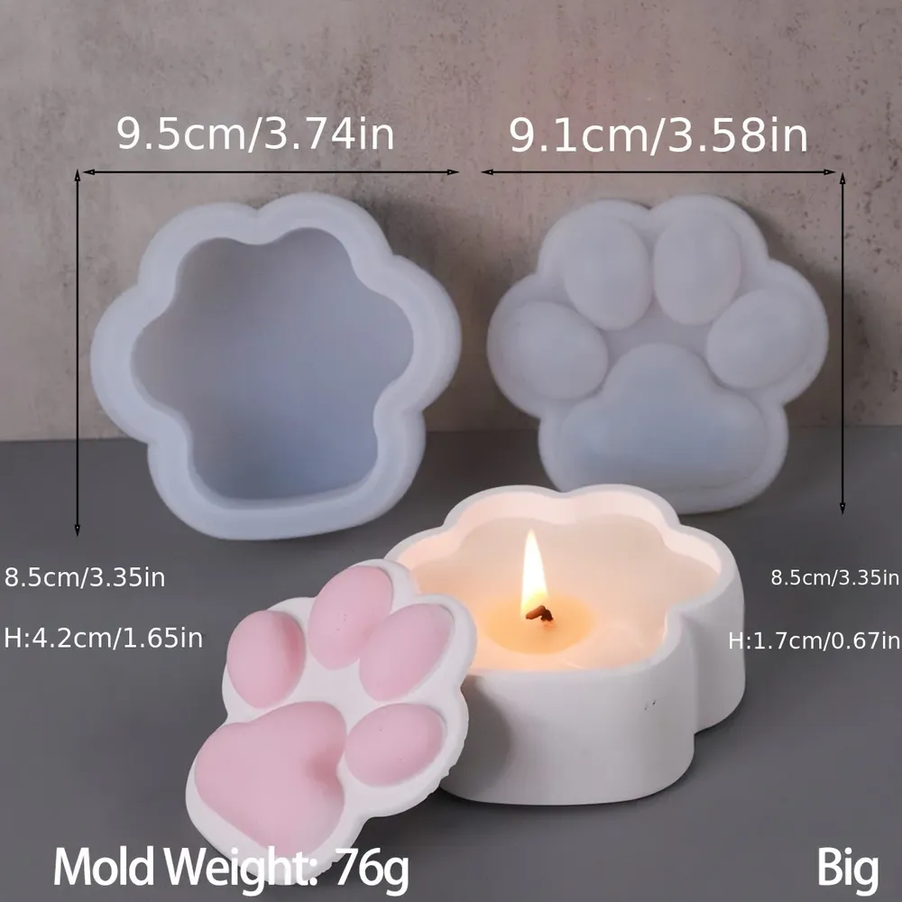 Moule silicone boîte rangement chat avec couvercle pour bougie