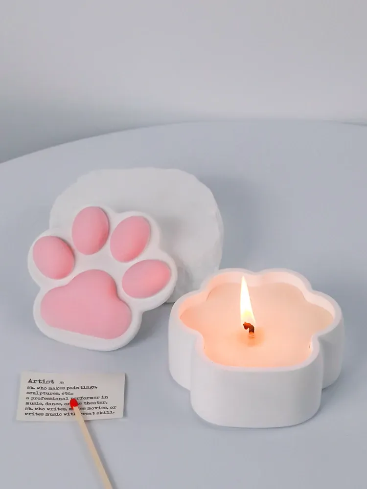 Moule silicone boîte rangement griffes chat, pot bougie, cendrier