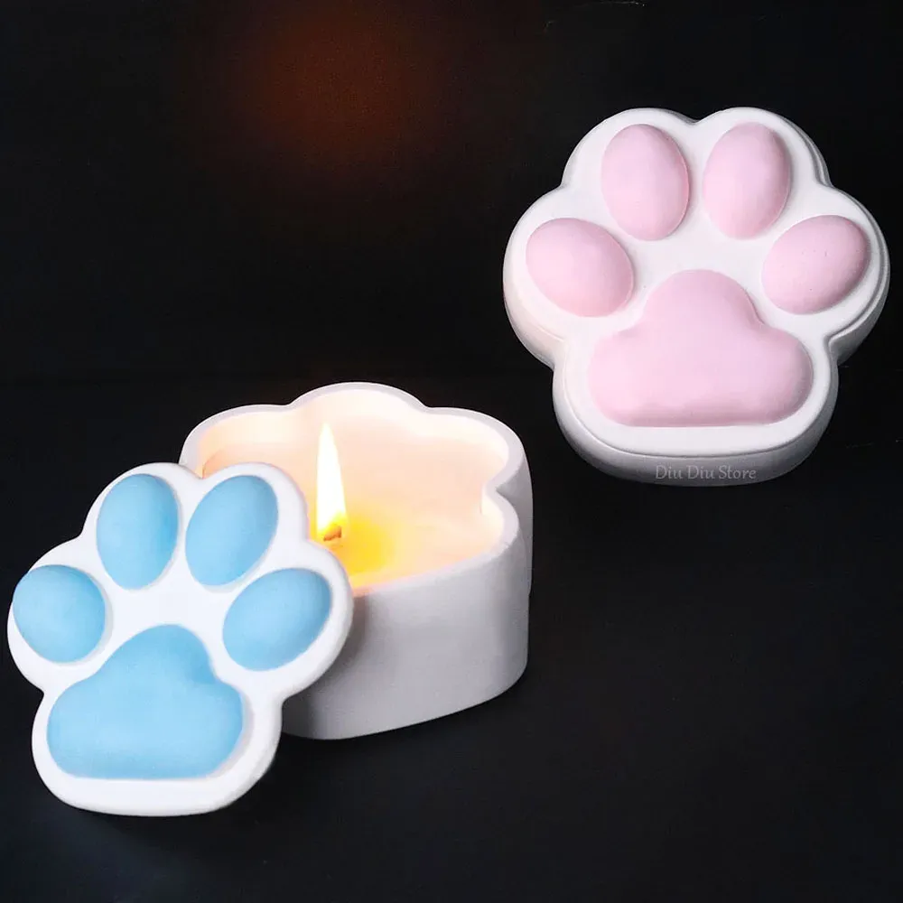 Moule silicone boîte rangement griffes chat, pot bougie, cendrier