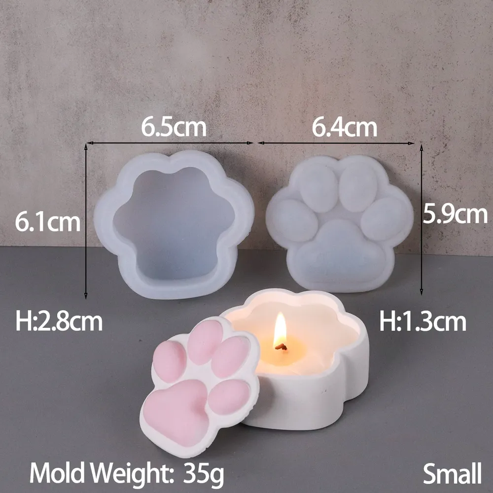 Moule silicone boîte rangement griffes chat, pot bougie, cendrier