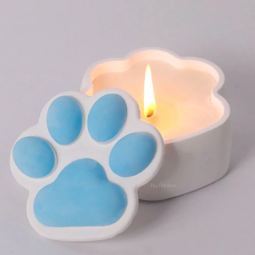 Moule silicone boîte rangement griffes chat, pot bougie, cendrier