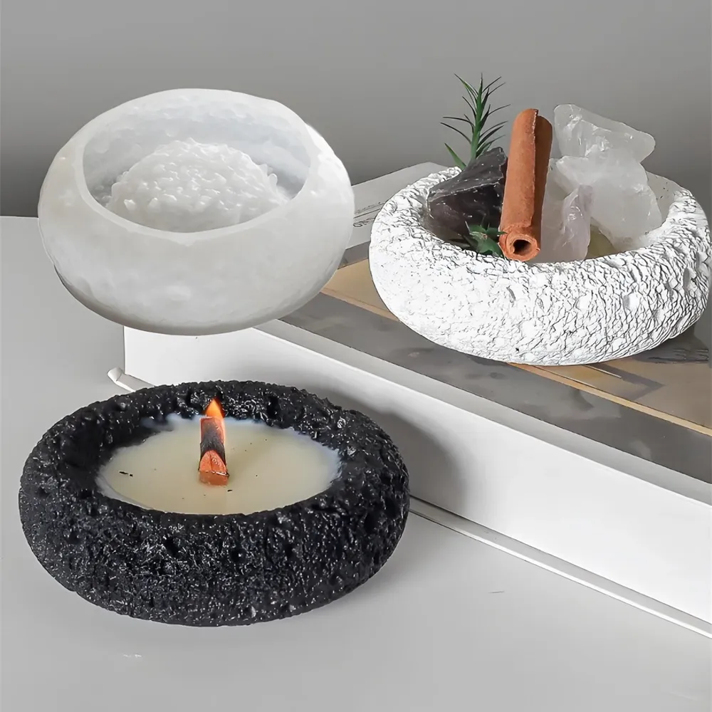 Moule silicone boîte rangement roche, cendrier, tasse bougie
