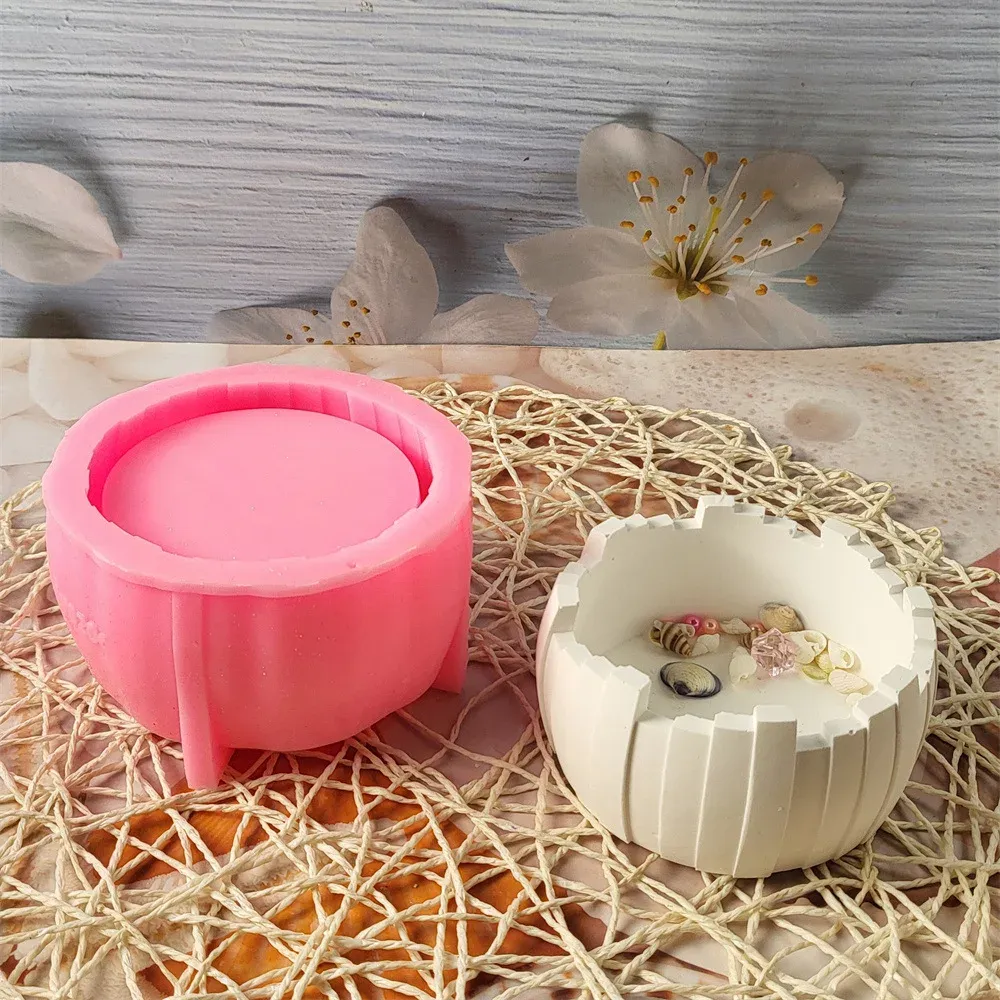 Moule silicone bol rangement rayé, bougeoir, cendrier