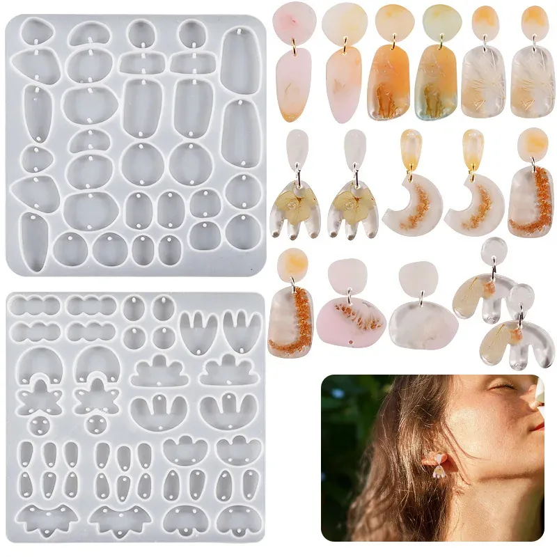 Moule silicone boucles d'oreilles pendentif résine époxy pour bijoux