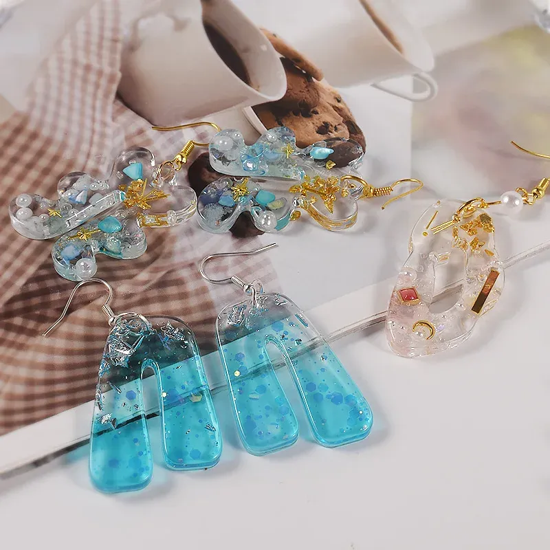 Moule silicone boucles d'oreilles pendentif résine époxy pour bijoux