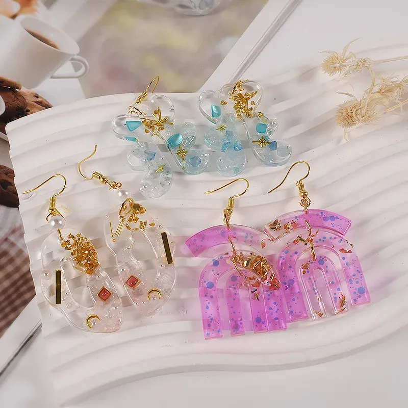 Moule silicone boucles d'oreilles pendentif résine époxy pour bijoux