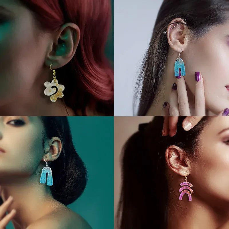 Moule silicone boucles d'oreilles pendentif résine époxy pour bijoux