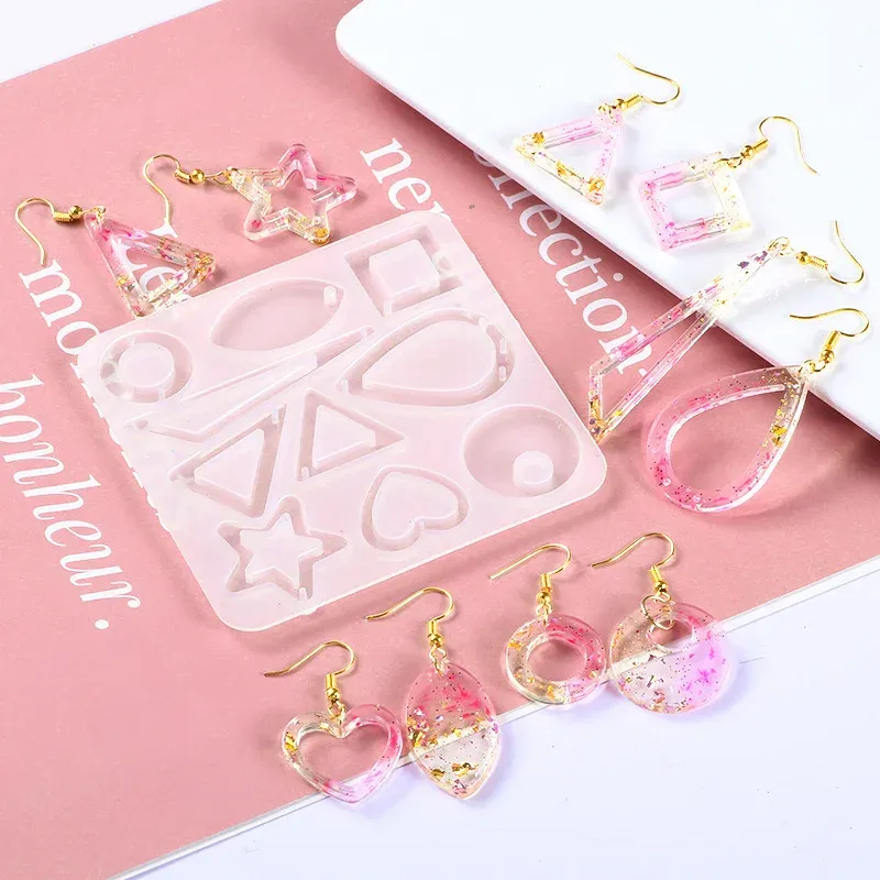 Moule silicone boucles d'oreilles pendentif résine époxy pour bijoux