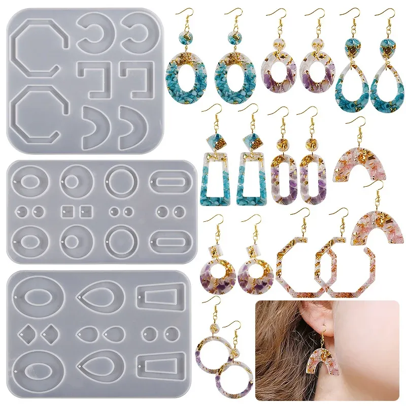 Moule silicone boucles d'oreilles pendentif résine époxy pour bijoux