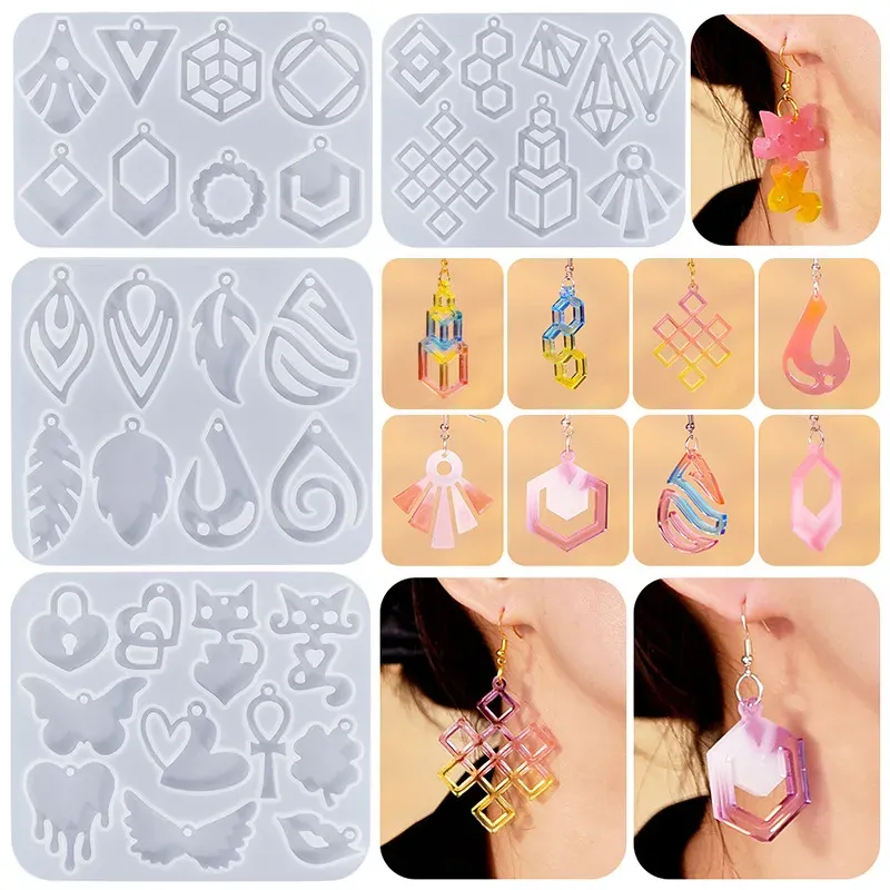 Moule silicone boucles d'oreilles pendentif résine, papillon, feuille