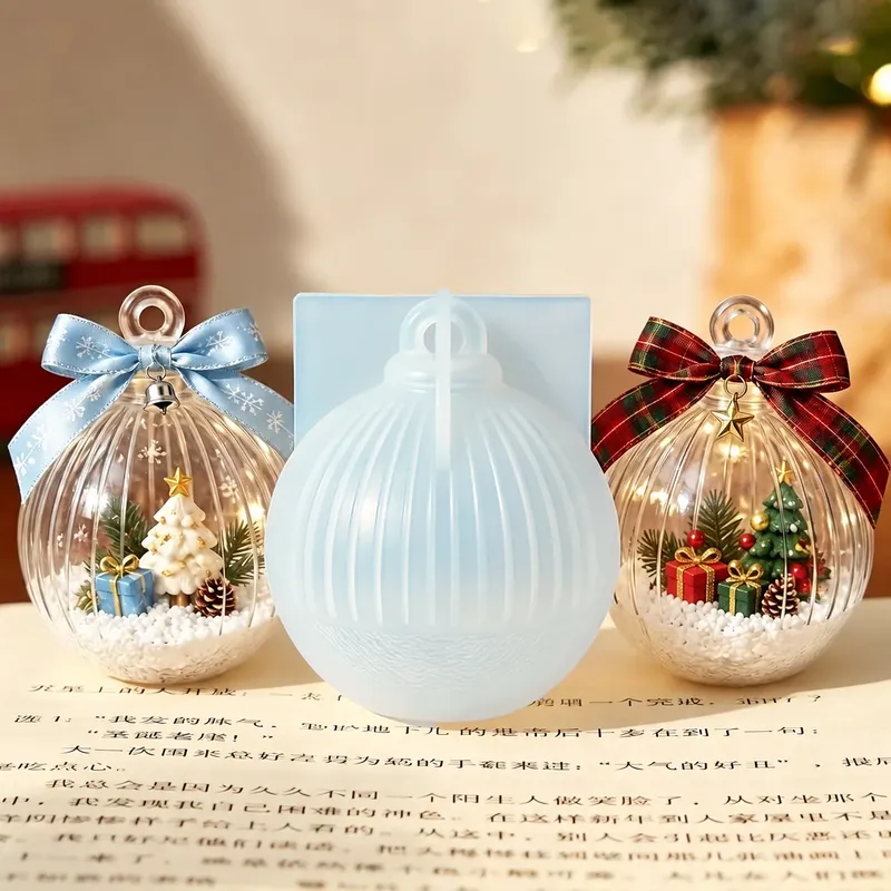 Moule silicone boule Noël creuse pendentif sapin résine