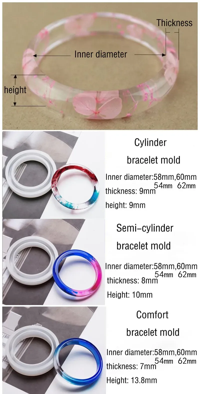 Moule silicone bracelet résine époxy pour bijoux