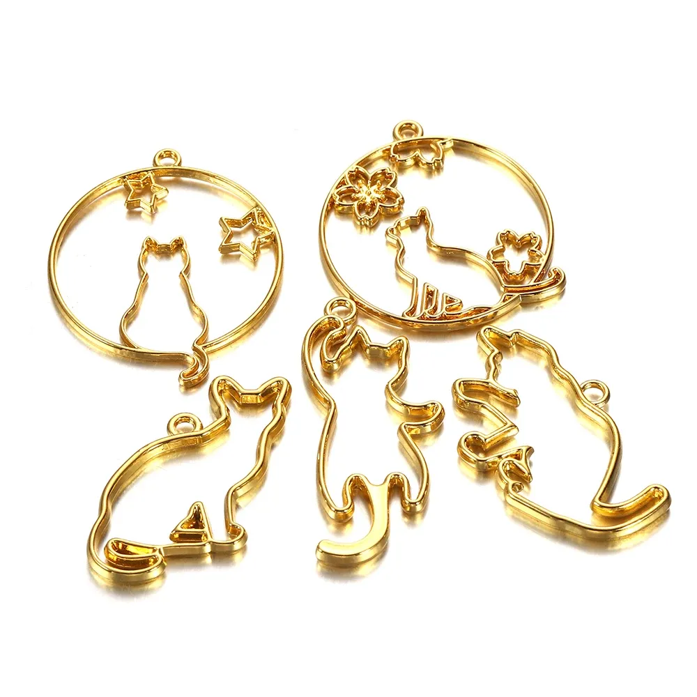 Moule silicone cadre métallique chat pour bijoux résine
