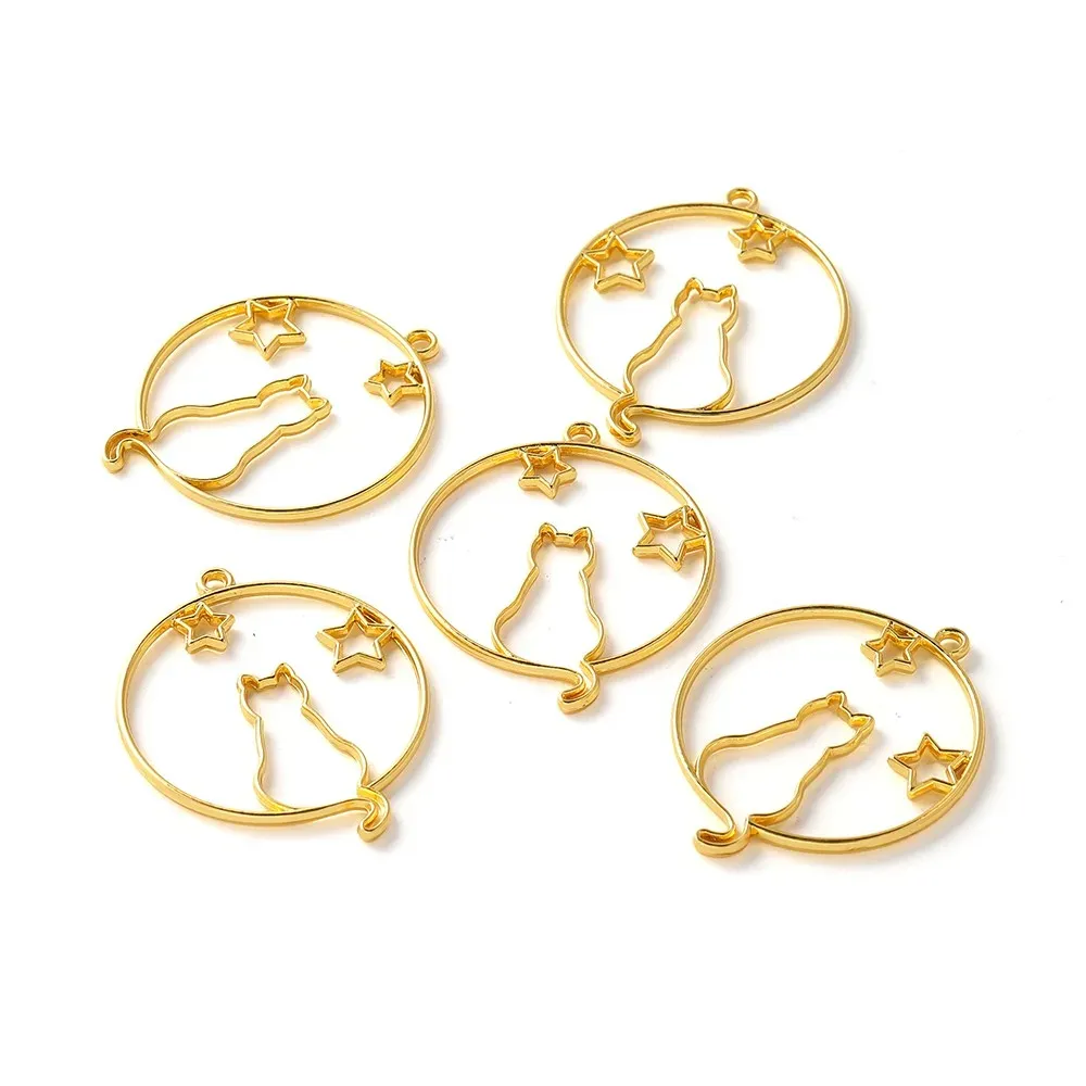 Moule silicone cadre métallique chat pour bijoux résine