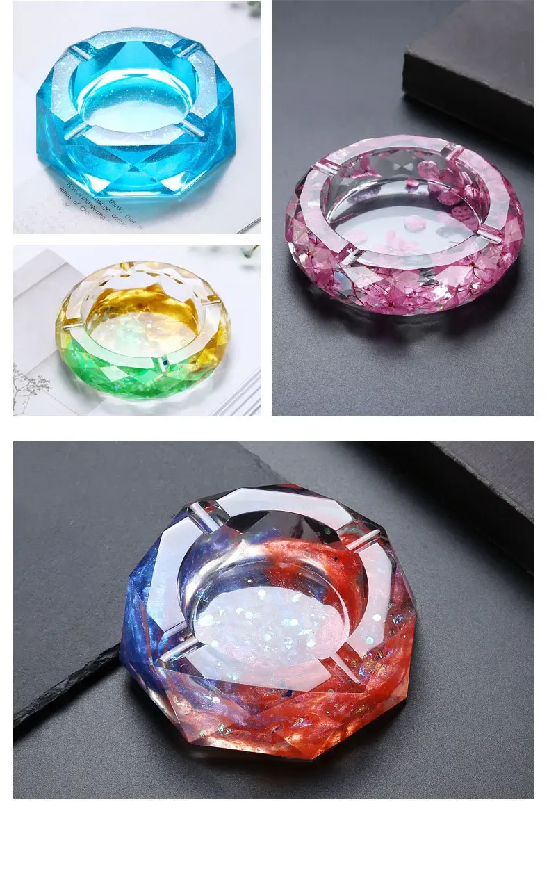 Moule silicone cendrier carré, cristal UV, ciment, artisanat
