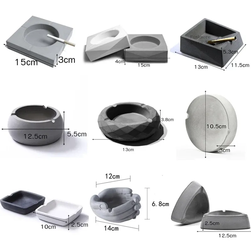 Moule silicone cendrier ciment, béton, bureau, géométrique