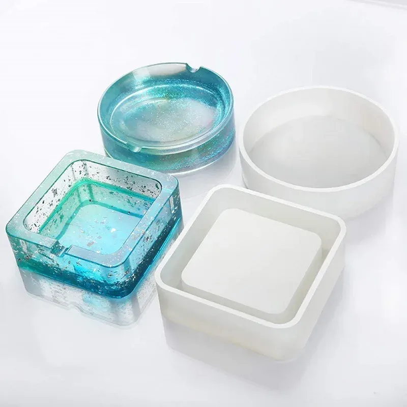 Moule silicone cendrier rond carré, aromathérapie, béton