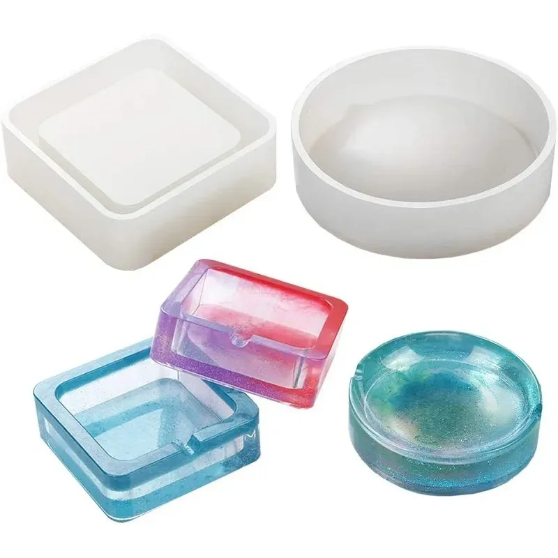 Moule silicone cendrier rond carré, aromathérapie, béton