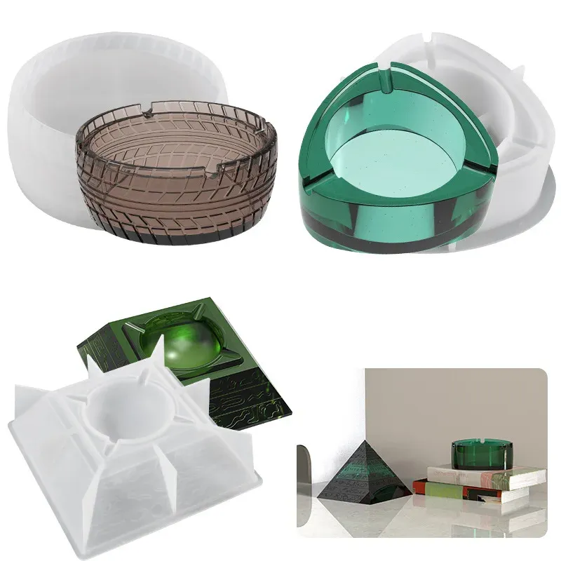 Moule silicone cendrier rond, Dakota, béton, cristal
