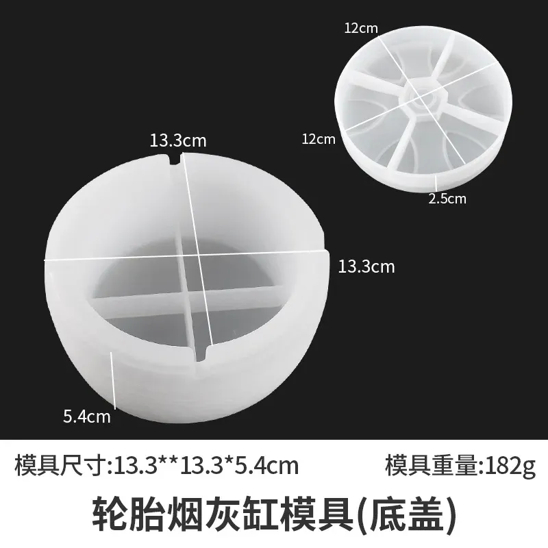 Moule silicone cendrier rond, Dakota, béton, cristal