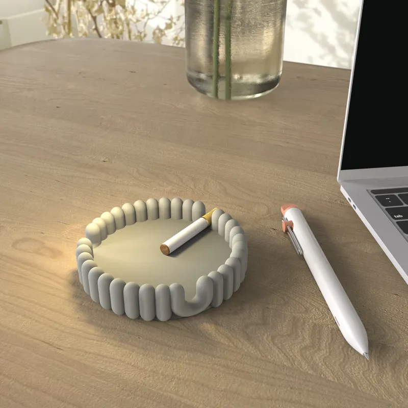 Moule silicone cendrier rond rayé, porte-cigare, géométrique
