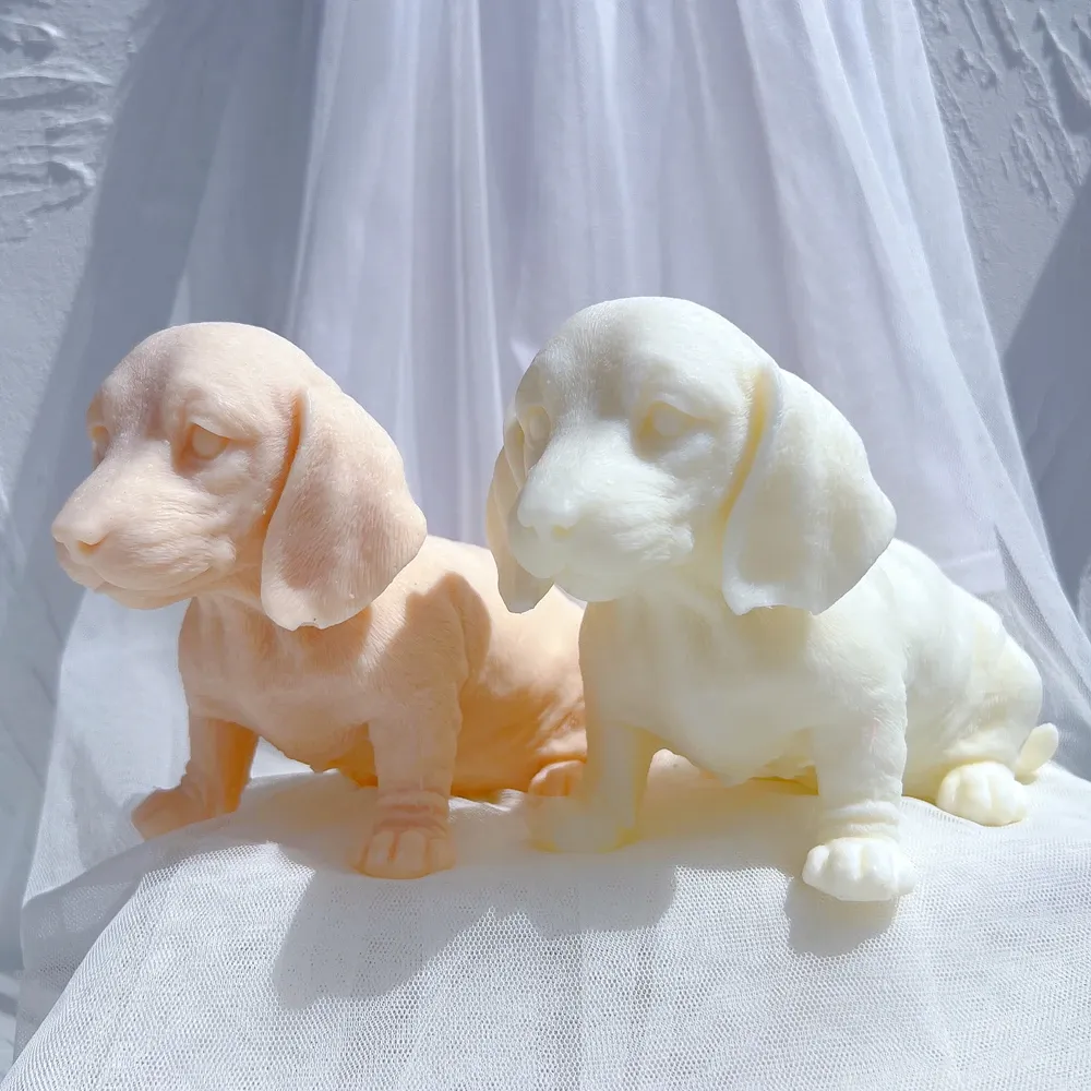 Moule silicone chiot différentes races pour bougie décorative