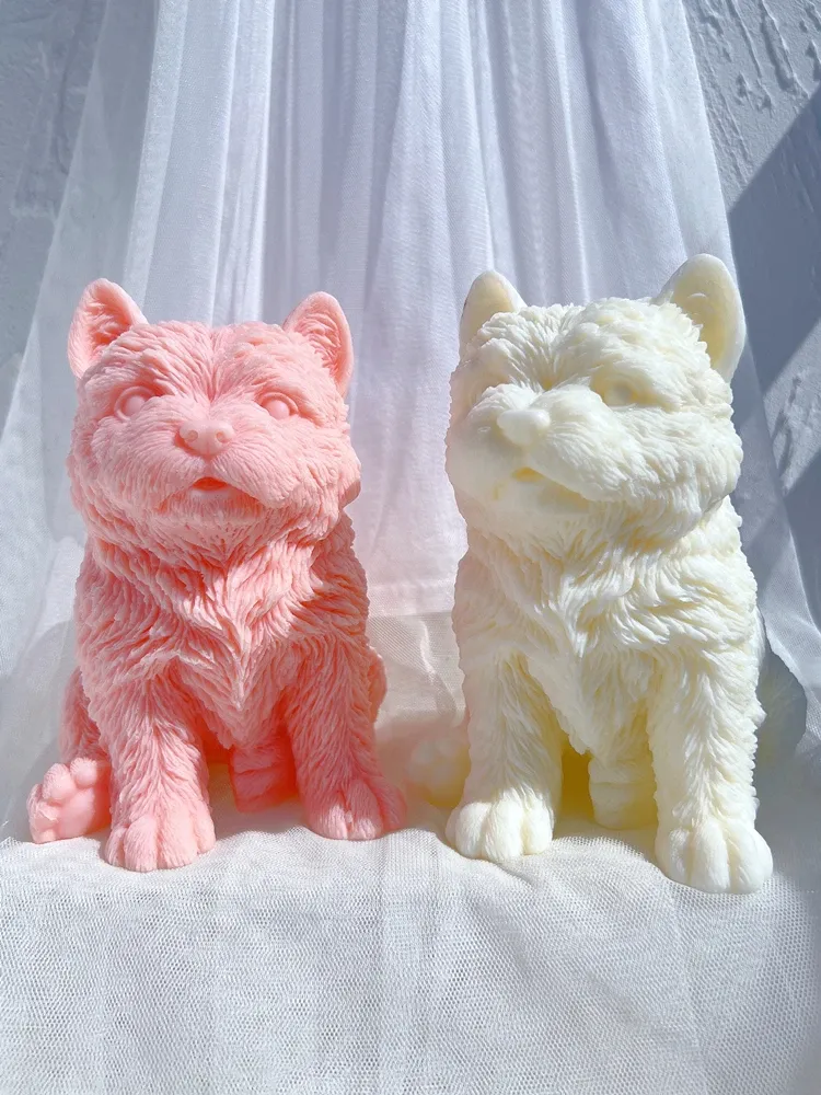 Moule silicone chiot différentes races pour bougie décorative
