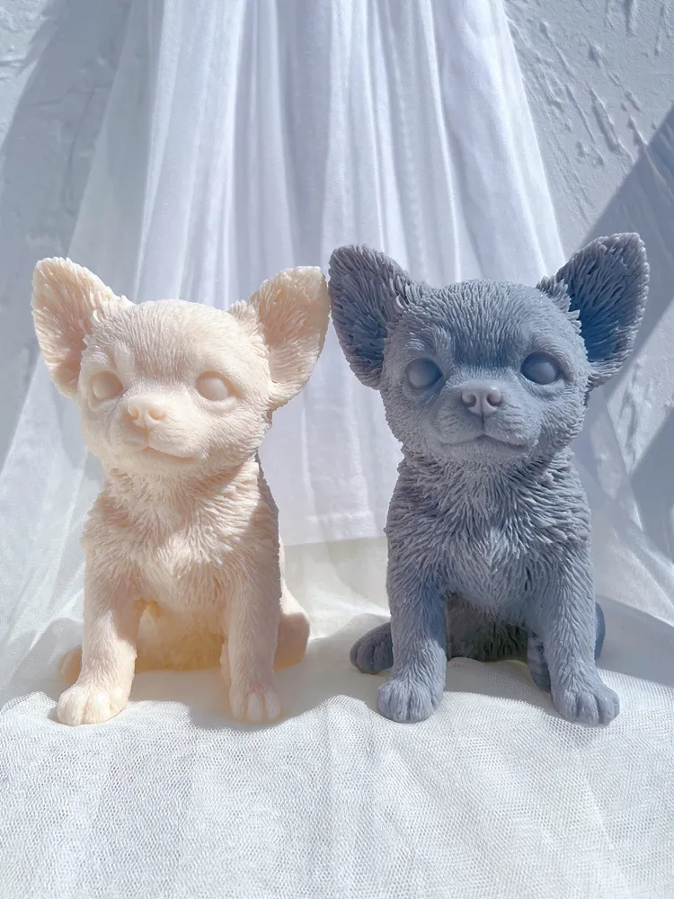 Moule silicone chiot différentes races pour bougie décorative