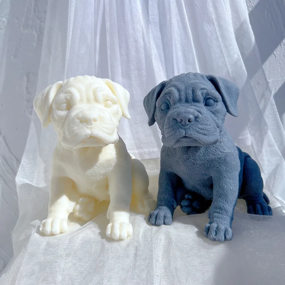 Moule silicone chiot différentes races pour bougie décorative