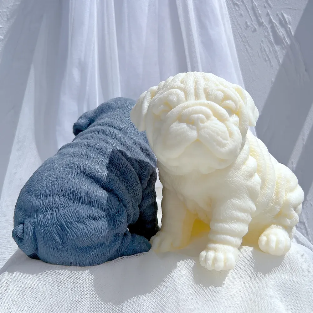 Moule silicone chiot différentes races pour bougie décorative
