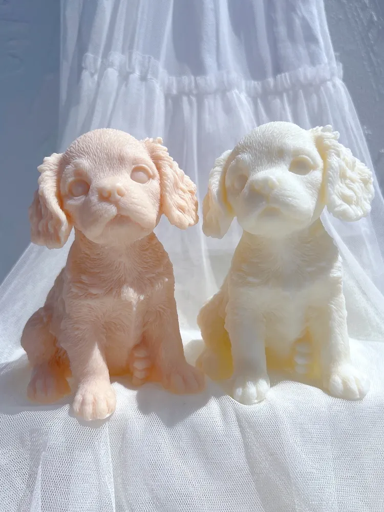 Moule silicone chiot différentes races pour bougie décorative