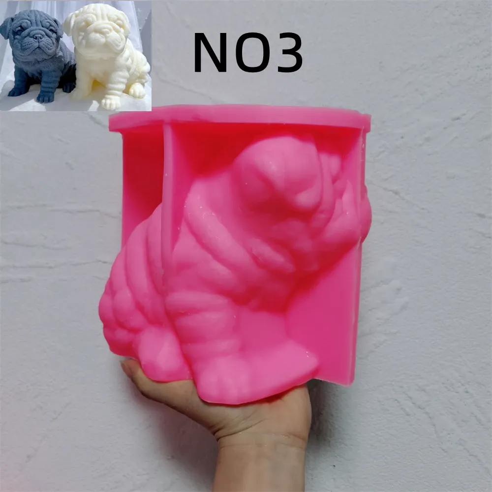 Moule silicone chiot différentes races pour bougie décorative