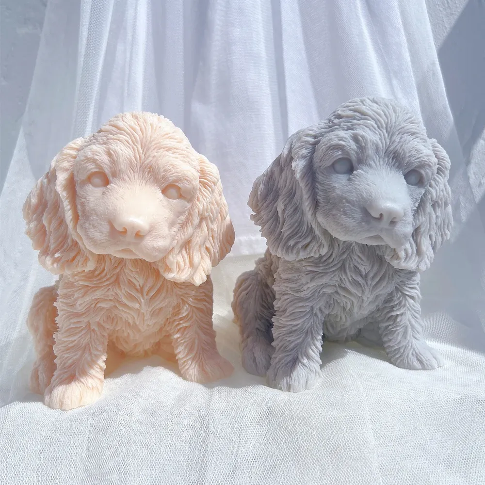 Moule silicone chiot différentes races pour bougie décorative