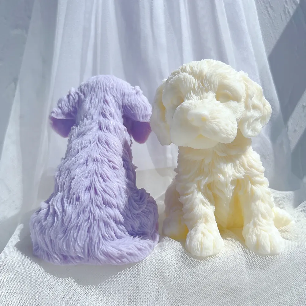 Moule silicone chiot différentes races pour bougie décorative