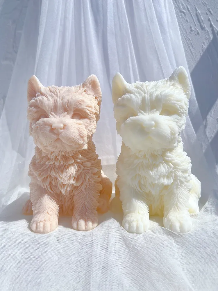 Moule silicone chiot différentes races pour bougie décorative