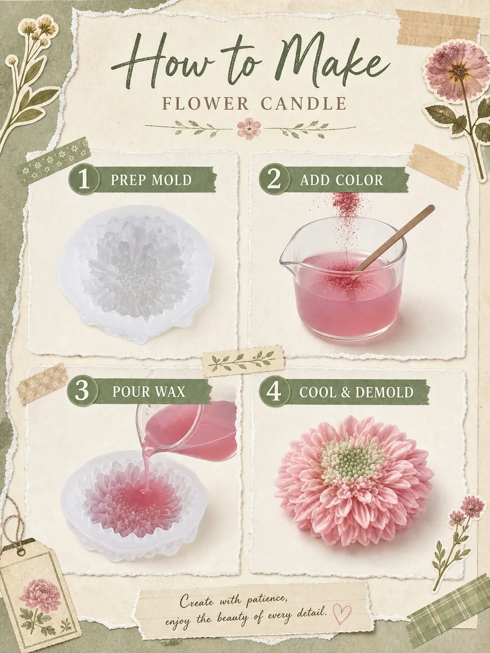 Moule silicone chrysanthème pétales pour bougie résine