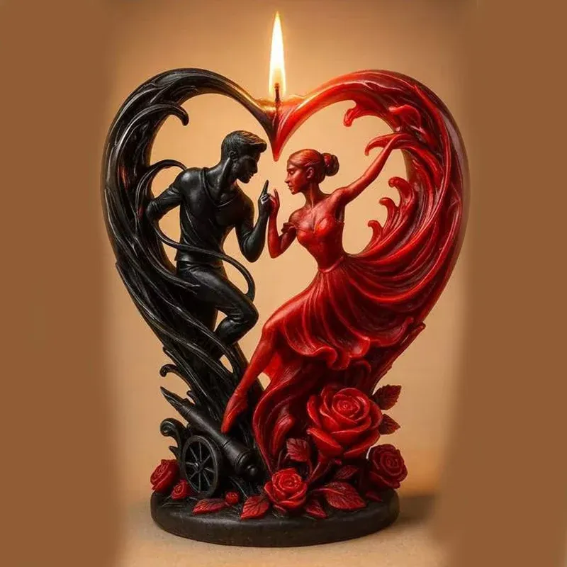 Moule silicone cœur couple pour bougie et savon