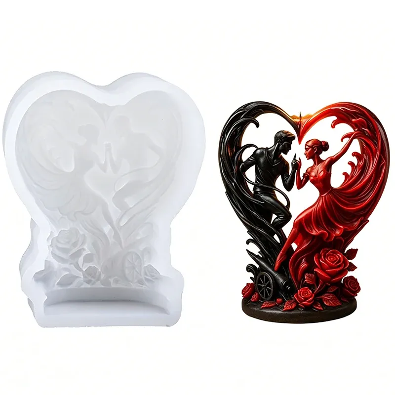 Moule silicone cœur couple pour bougie et savon