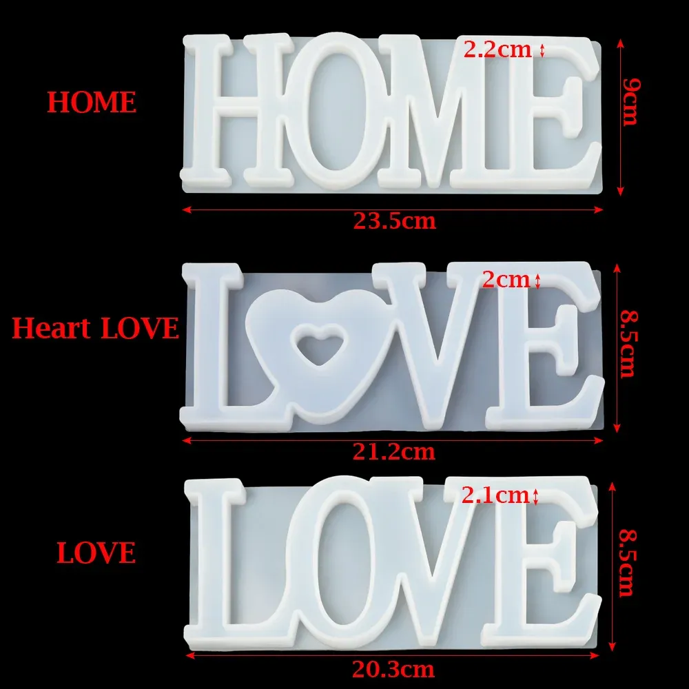 Moule silicone cœur et lettres pour résine 208 à 258 mm