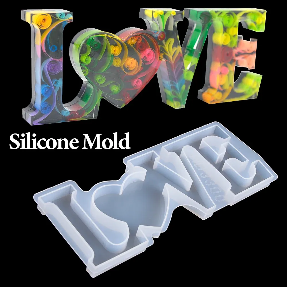 Moule silicone cœur et lettres pour résine 208 à 258 mm